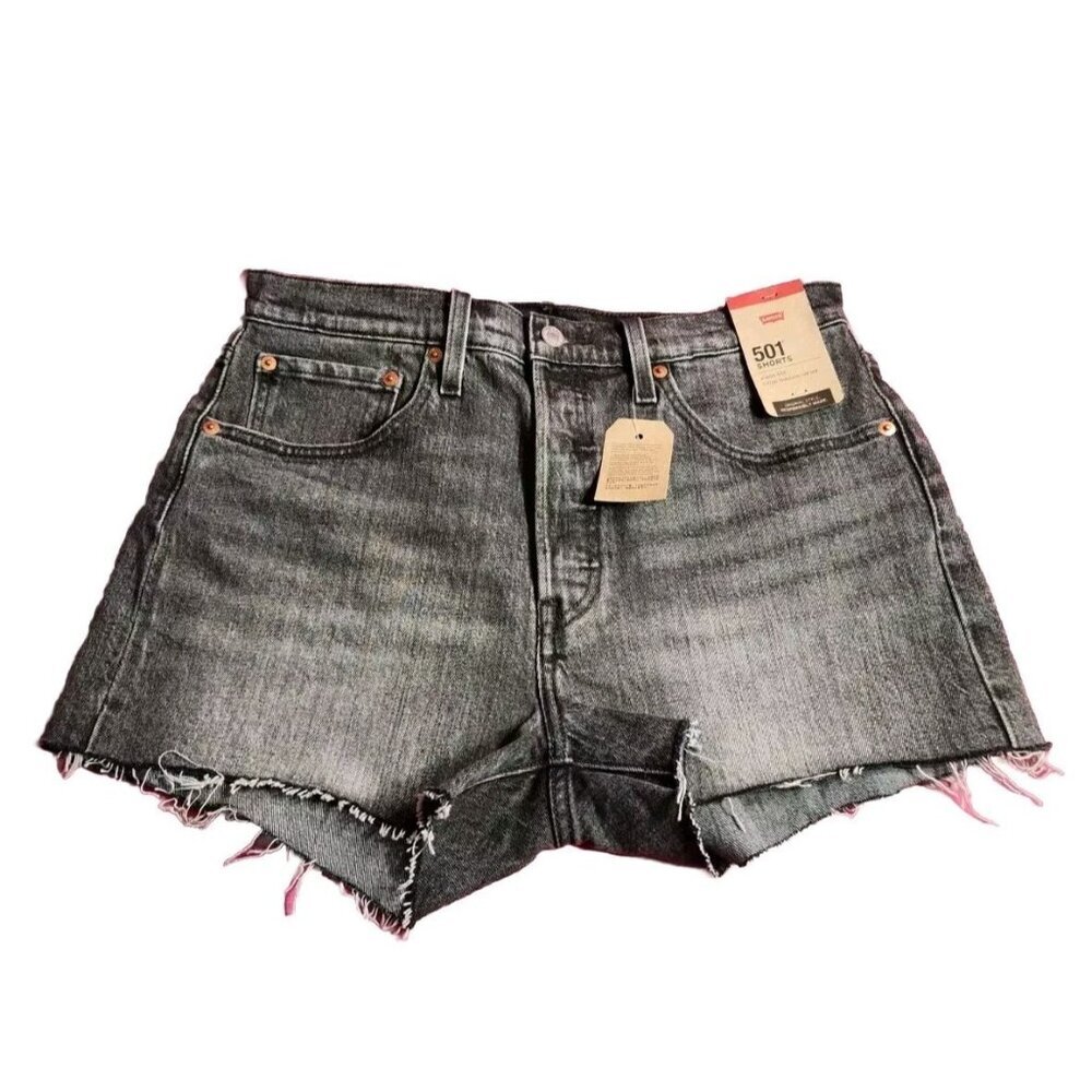 Levi's 501 Women's Shorts Size 30 Black Button-fly Red Tab High Rise Cut-off (27